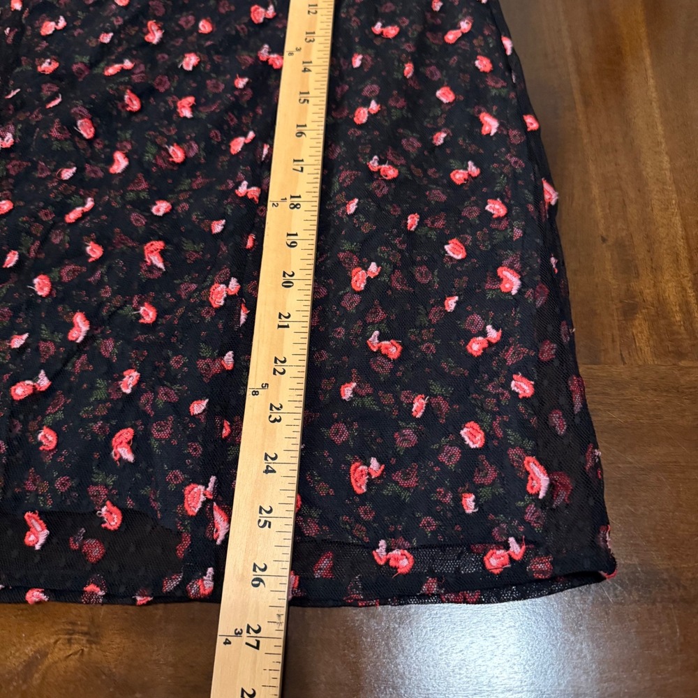 Free People Black Mini Dress with Pink Floral Print Whimsy Goth - Picture 12 of 12